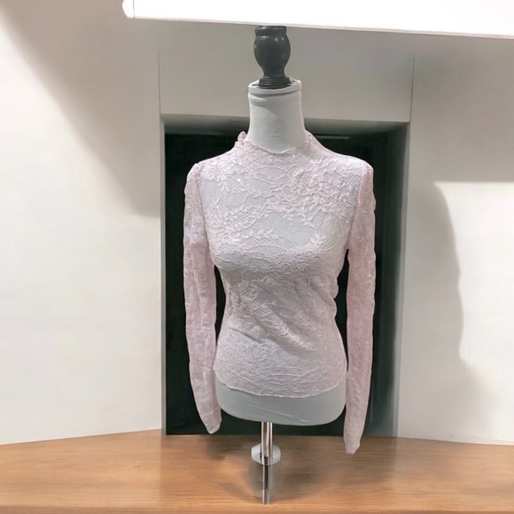Wild Fable Light Pink Lace Long Sleeve Top | Size S | NWT - Picture 2 of 8